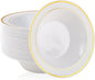 50PCS Plastic Bowls with Gold Rim 12oz Disposable Soup Bowls | Plastic Bowls by JOLLYPARTY