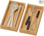 Bamboo Drawer Organizer - Silverware & Utensil Organizer, Stackable, 2 Pcs, Wooden Storage Box Tray (Bamboo, 12 X 6 X 2 Inch)