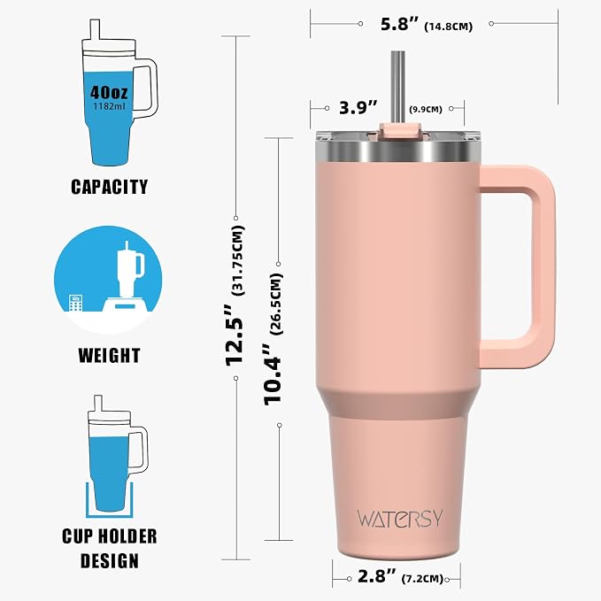 40 oz Tumbler with Handle, Tumbler with Lid and Straw, Double Wall Insulated - Image 8