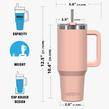 40 oz Tumbler with Handle, Tumbler with Lid and Straw, Double Wall Insulated - Image 8