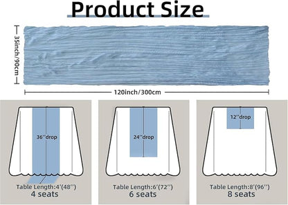 Dusty Blue Cheesecloth Table Runner Boy Baby Shower Decorations | 35x120 Inches - Image 3