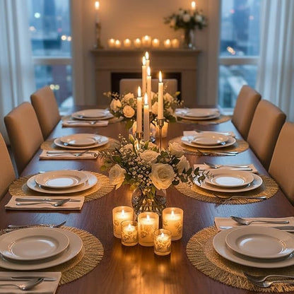 FAVE Gold Round Vinyl Placemats Set of 6, Washable Hollow Out Tassel Place Mats for Table Decoration, Daily Table Use, Holiday Decoration(15 inch,6PCS)