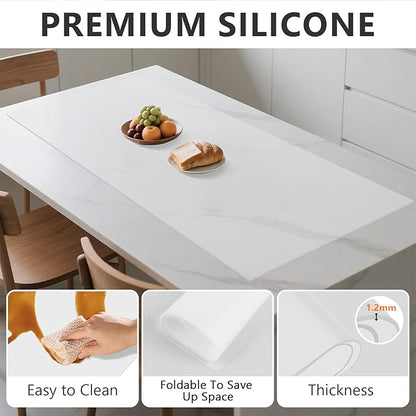 48" x 24" Heat Resistant Mat for Countertop Lanstics Silicone Baking Mat Non-Slip Silicone Mats Multipurpose Countertop Protector Mats Fire Resistant Mat Place Mat for Kitchen Counter (White)
