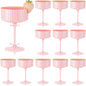 XUWAIDSGN 12 Pcs Champagne Martini Glasses 9 Oz with Gilded Removable Gold Rim Coupe Glasses Pink Martini Glasses Plastic Mimosa Vintage Coupe Glasses Set For Wedding Anniversary (12, Solid Pink)