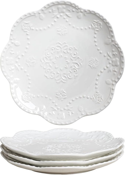 Gaolinci European Palace Series Lace Embossed Ceramic Dinner Plate by Gaolinci