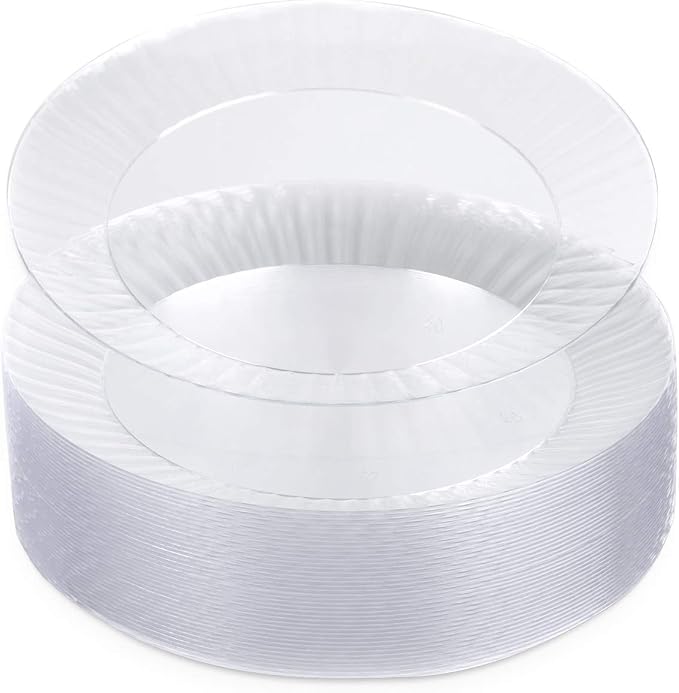 Party Essentials Deluxe Quality Hard Plastic 40 Count Party/Dinner Plates - Image 5