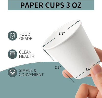 RACETOP [100 Pack] 3 oz Bathroom Paper Cups, Disposable Paper Cups, Mouthwash Cups, Paper Coffee Cups, Ideal for Bathroom