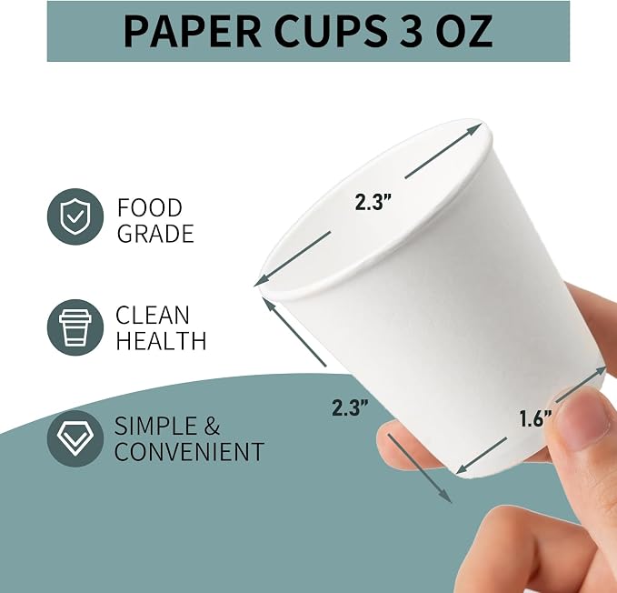 RACETOP 3 oz Bathroom Paper Cups, 100 Pack, Disposable Mouthwash Cups | - Image 4