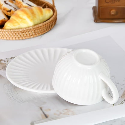 2 oz White Espresso Cups Set of 2, Ceramic Cappuccino Cups - Image 4