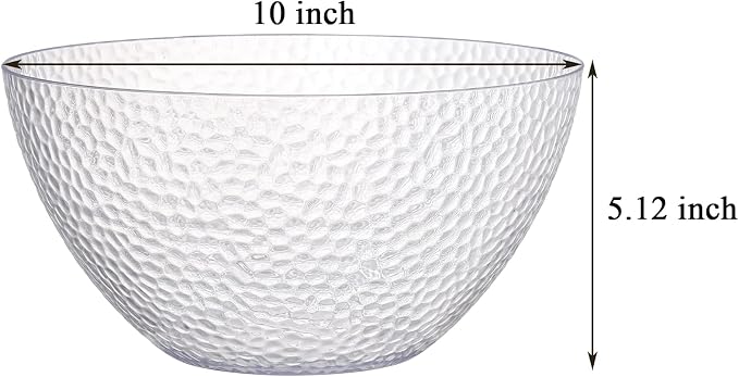 4 Pack Clear Plastic Serving Bowls, 135 OZ Large Round Plastic Bowls, 10 Inch - Image 2