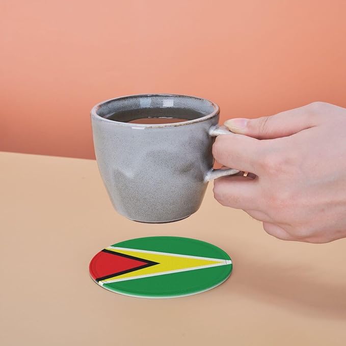 6 Pack Guyana Flag Leather Coaster - Image 7