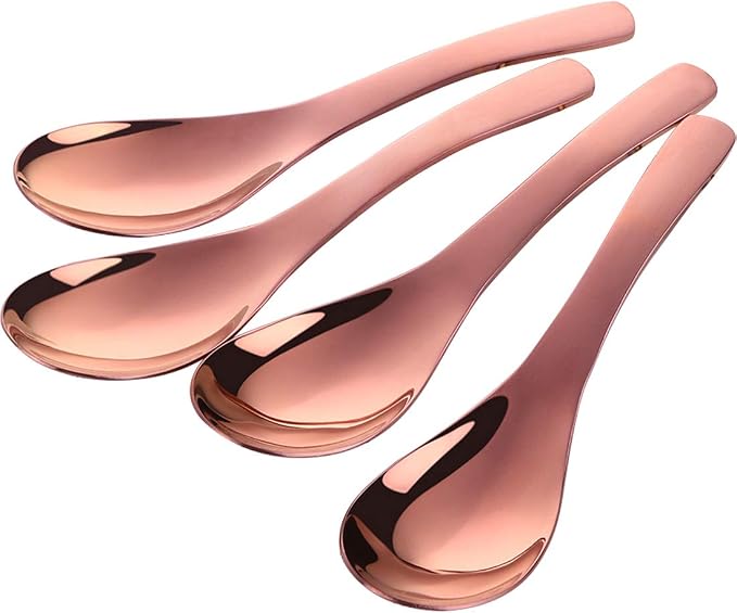 Thick Heavy Duty Soup Spoons, Stainless Steel Polished Asian Rice Table Spoon by Unknown