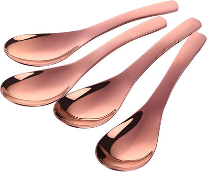 Thick Heavy Duty Soup Spoons, Stainless Steel Polished Asian Rice Table Spoon by Unknown