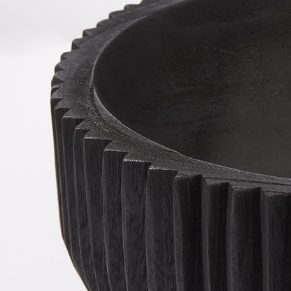 DN DECONATION Wooden Decorative Bowl, 9.84” Black Wood Fruit Bowl for Rustic Home Decor, Key Bowls for Farmhouse Decor Table Centerpiece Entryway Living Room Kitchen