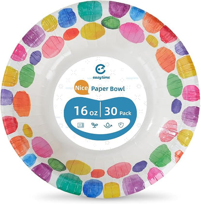 30 Count Paper Bowls 16 Oz, Bowls Disposable Heavy Duty, Soak Proof, Cut Proof - Image 9