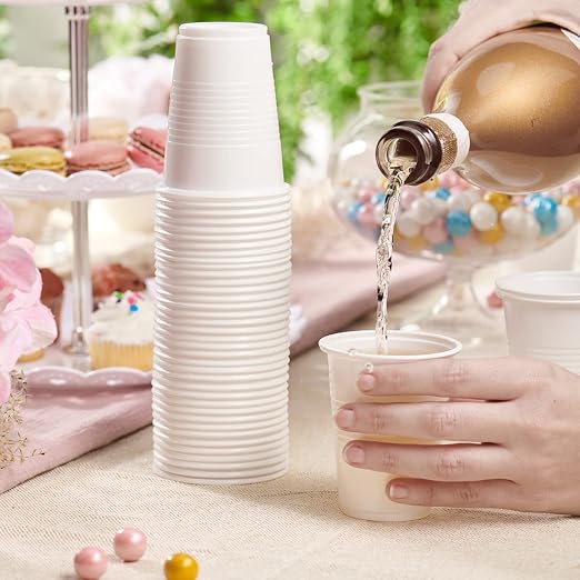 GUSTO 7 oz White Disposable Plastic Cups Cold Beverage Cups - Image 5