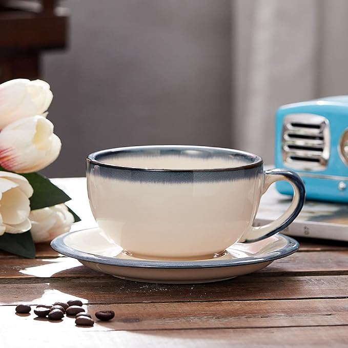 Coffeezone Vintage Design 12 oz Ceramic Latte Art Cappuccino Barista Cup - Image 4