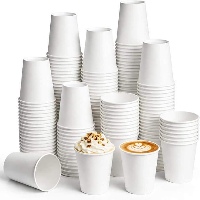 8 oz Paper Coffee Cups, 300 Pack Bulk White Disposable Paper Cups by Unknown