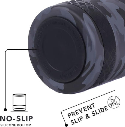 Elemental Recess Lowball Tumbler, 10oz Triple Wall Stainless Steel Cup with Non-Shattered Tritan Lid, Insulated Whiskey Glass, Insulated Coffee Tumbler Mug for Hot & Cold Drinks - Black Camo