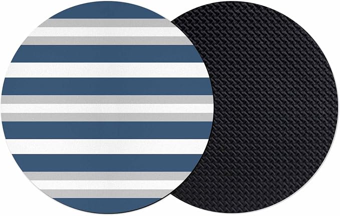 Navy Blue Grey Stripe Coasters Set of 2, Minimalist Farmhouse Striped Soft by PIEPLE