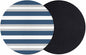 Navy Blue Grey Stripe Coasters Set of 2, Minimalist Farmhouse Striped Soft by PIEPLE