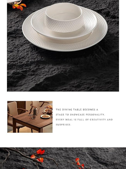 4-piece set, embossed B design plate and bowl set, microwave and dishwasher - Image 7