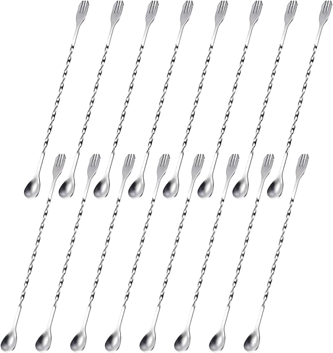Boao 16 Pcs 10 Inch Long Bar Spoon Cocktail Spoon Stirring Mixing Stainless by Boao