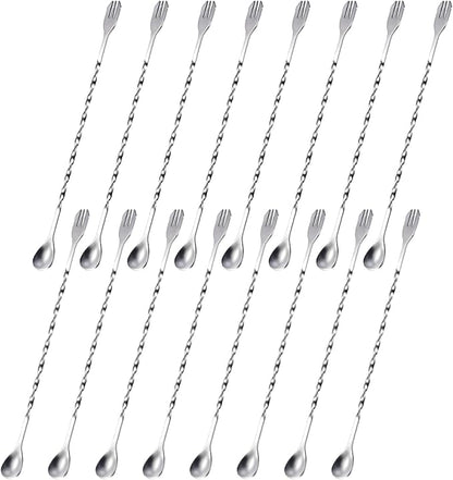 Boao 16 Pcs 10 Inch Long Bar Spoon Cocktail Spoon Stirring Mixing Stainless by Boao