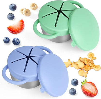 2 Pack Snack Cups for Toddlers Spill Proof by Daximo