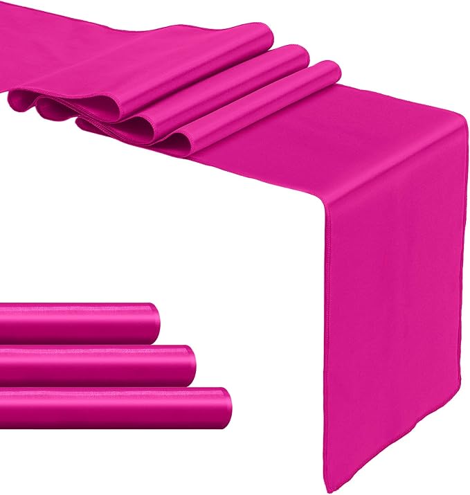 4-Pack Hot Pink Satin Table Runner 12 x 108 Inch Long Fuchsia Bright and Smooth - Image 8