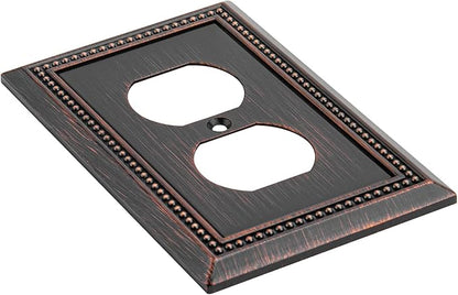 Henne Bery Sunken Pearls Heavy Duty Decorative Wall Plate Switch Plate Outlet Cover (Single Duplex, 3 Pack, Aged Bronze)
