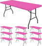 10 Pack Fitted Tablecloth for 6 Foot Rectangle Tables, Hot Pink Elastic Outdoor Picnic Table Cover, Washable Stretch Folding Table Cloths 6 ft for Camping Party Patio Kitchen Banquet, 30" W x 72" L