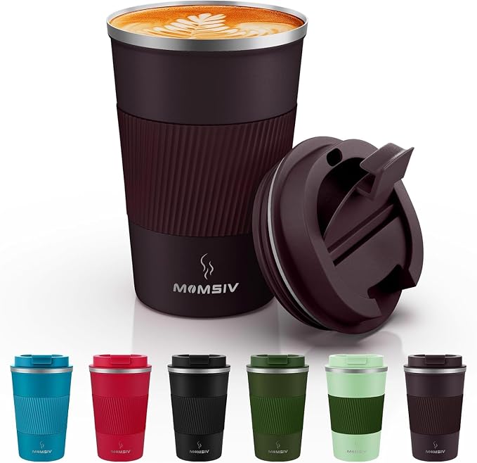 MOMSIV 12oz Travel Coffee Mug, Insulated Coffee Cups by MOMSIV
