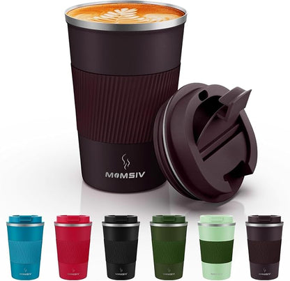 MOMSIV 12oz Travel Coffee Mug, Insulated Coffee Cups by MOMSIV
