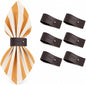 Dark Brown Napkin Rings Set of 6 – Elegant Leather Napkin Ring Holders by Unknown