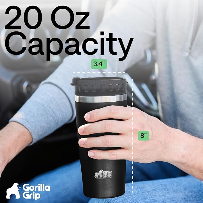 GORILLA GRIP 304 Stainless Steel Double Insulated Travel Coffee Mug, Leakproof - Image 6
