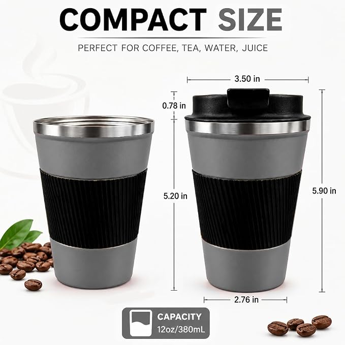 Coffee Mug with Leak Proof Lid, Travel Mug Stainless Steel Tumbler, Double Wall - Image 3