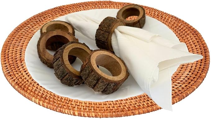 Napkin Holder Set of 12 Handmade Acacia Wood Dining Table Napkin Ring Classic - Image 4
