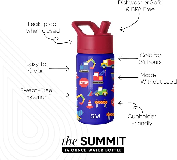 Simple Modern Kids Water Bottle & Toddler Cup | 14oz | Construction - Image 2