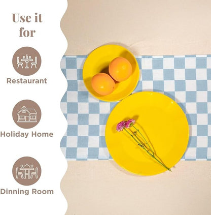Folkulture Summer Table Runner 108 Inches Long | Blue Checkered | Table Runner - Image 6