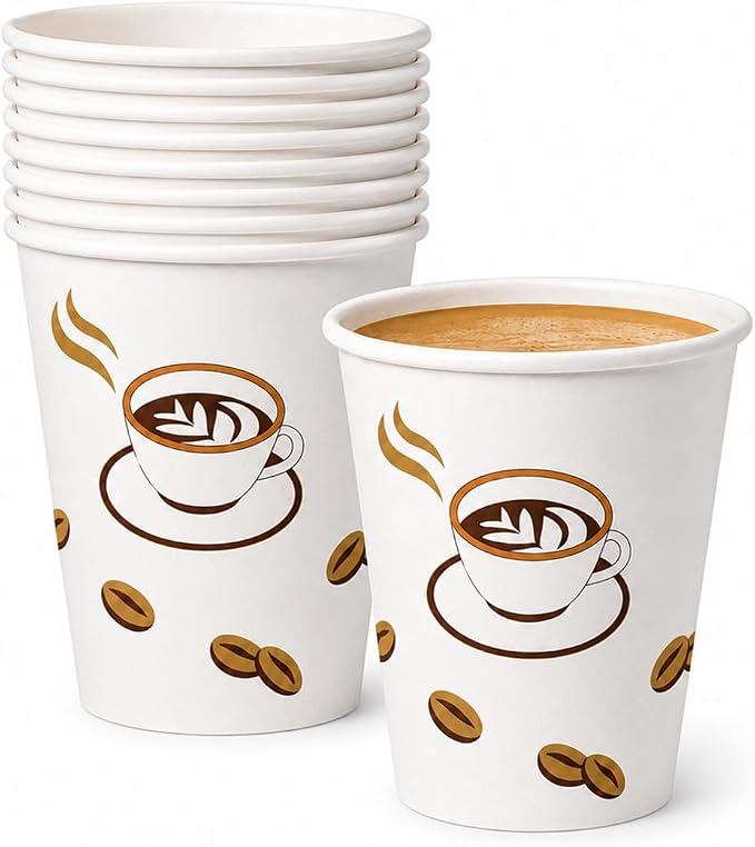 King Zak 12 oz Paper Hot Cups, Rolled Rim, To-Go Cups, Hot Coffee, Tea and Cocoa by KingZak