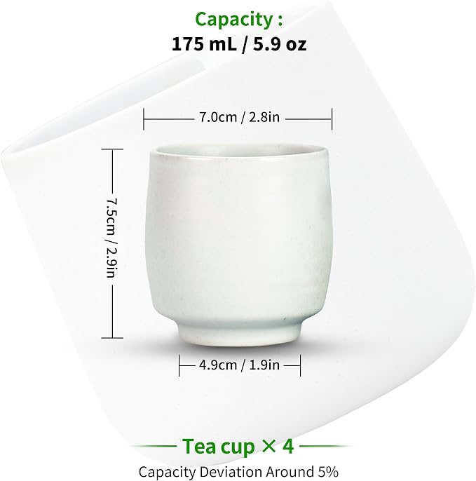 TEANAGOO Japanese Tea Cups, Chinese Tea Cup, 7.2Oz / 205 Ml, Ceramic Tea Cups - Image 2