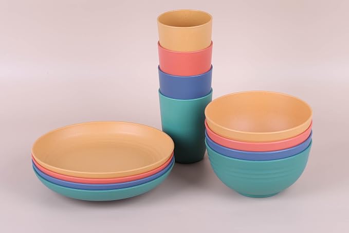 Unbreakable Cereal Bowls - 24 oz Reusable Wheat Straw Bowl Set of 4 - - Image 7