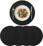 Artoid Mode Black Faux Leather Placemats Set of 4, 15 Inch Waterproof Wipeable Heat Resistant Vinyl Place Mats, Reversible Table Mats for Kitchen Dining Decor