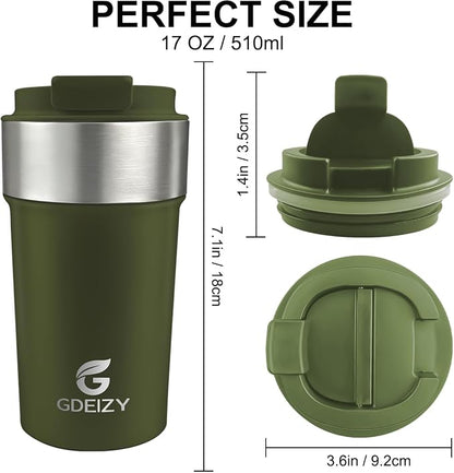 17oz Insulated Travel Coffee Mug, Stainless Steel Cup - Image 5