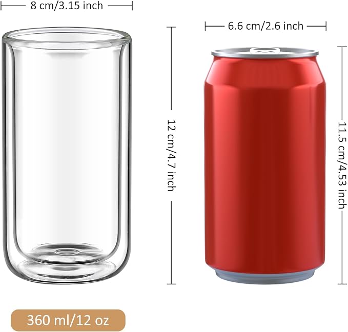 Joeyan Glass Double Walled Beer Drinking Glasses, Insulated Thermo Glass - Image 6
