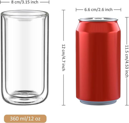Joeyan Glass Double Walled Beer Drinking Glasses, Insulated Thermo Glass - Image 6