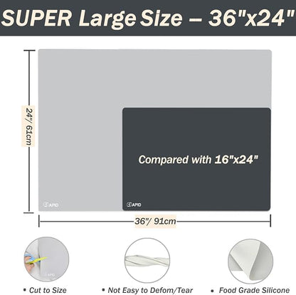 Extra Large Silicone Mat Kitchen Counter Heat Resistant Table Mat 36" x 24" | - Image 2