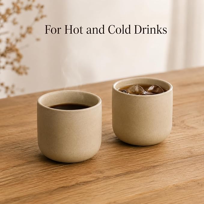 Ceramic Espresso Cups Set of 4, 5 oz Natural Beige Cortado Cups | 5 oz - Image 5