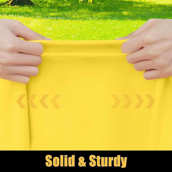 Smiry Rectangle Picnic Table Cloth, Waterproof Elastic Fitted Tablecloths for 8 Foot Tables, Washable Polyester Table Cover for Camping, Indoor and Outdoor (Yellow, 30"x96")